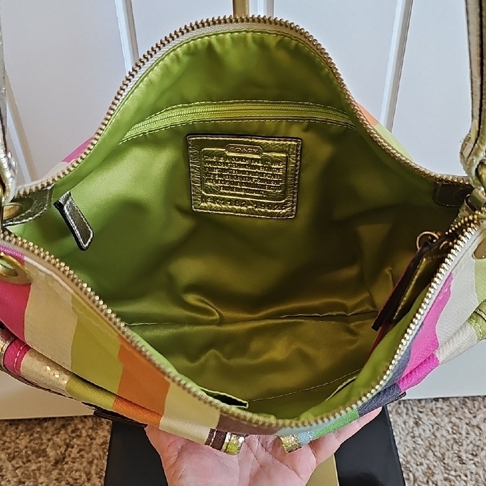 ​Coach 2011 Poppy Sequin Stripe Rocker Satchel - Style 19025 - Multi-Color EUC - Picture 4 of 16